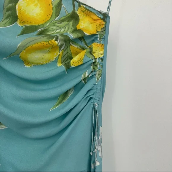 Vtg 2000s Blumarine Silk Dress Light Blue Floral Lemon Print IT 40 | C449 - Picture 3 of 12